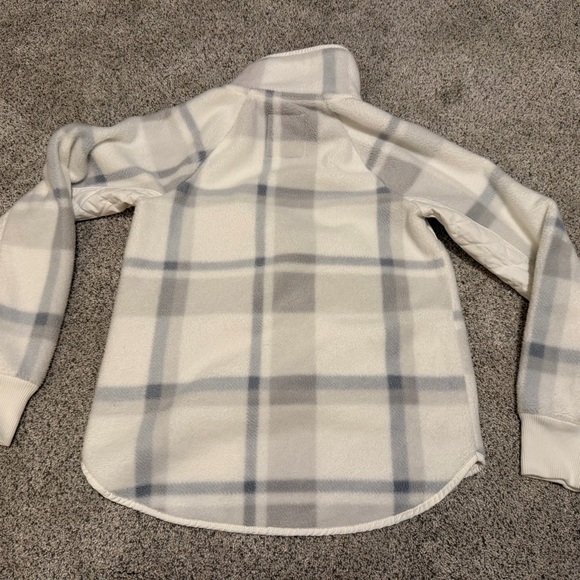 Abercrombie & Fitch Women's Cowl Neck Plaid Fleece - Cream and Gray - Picture 3 of 3